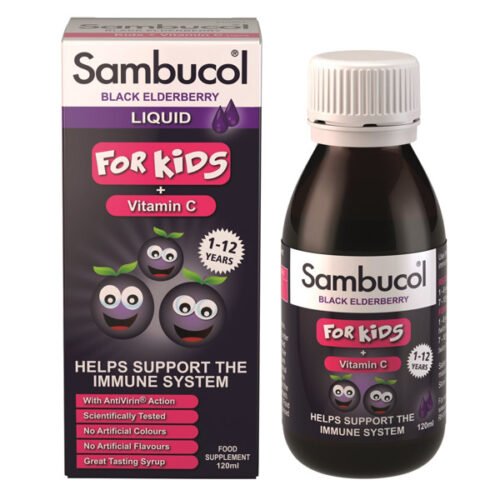 SAMBUCOL BLACK ELDERBERRY IMMUNO FORTE, maisto papildas su juoduogiu šeivamedžiu, 120 ml