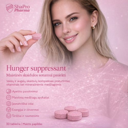 Alternative view of Shapropharma HUNGER SUPPRESSANT, alkio slopintojas, 30 tablečių