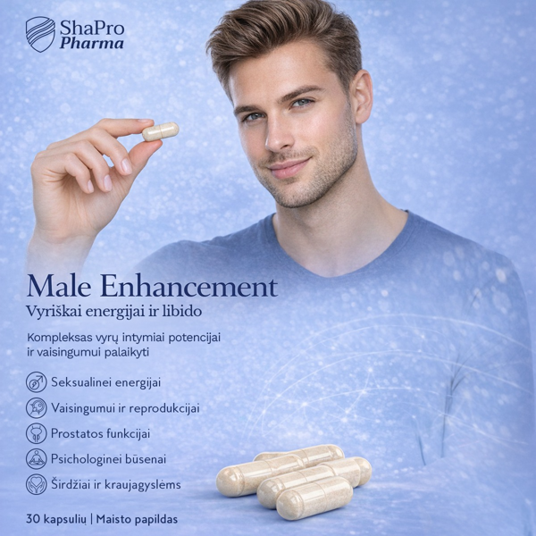 Shapropharma MALE ENHANCEMENT, vyrų potencijai, 30 kapsulių - Image 2
