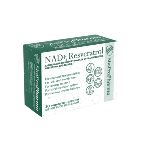 Shapropharma NAD+, Resveratrol and betaine complex, 30 kapsulių