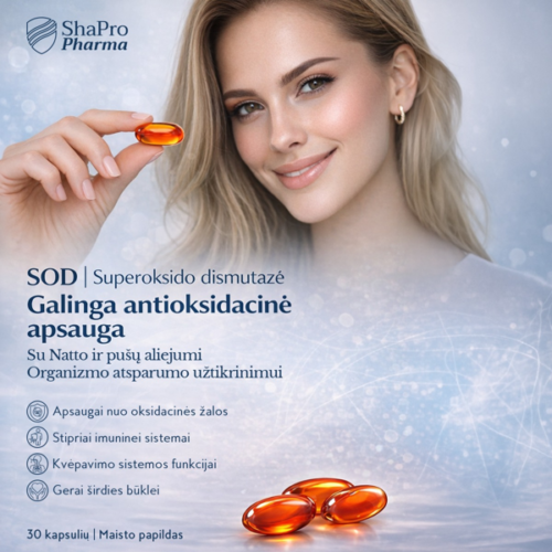 Alternative view of Shapropharma SOD, Superoksido dismutazė + Natto + Paprastosios pušys, 30 kapsulių