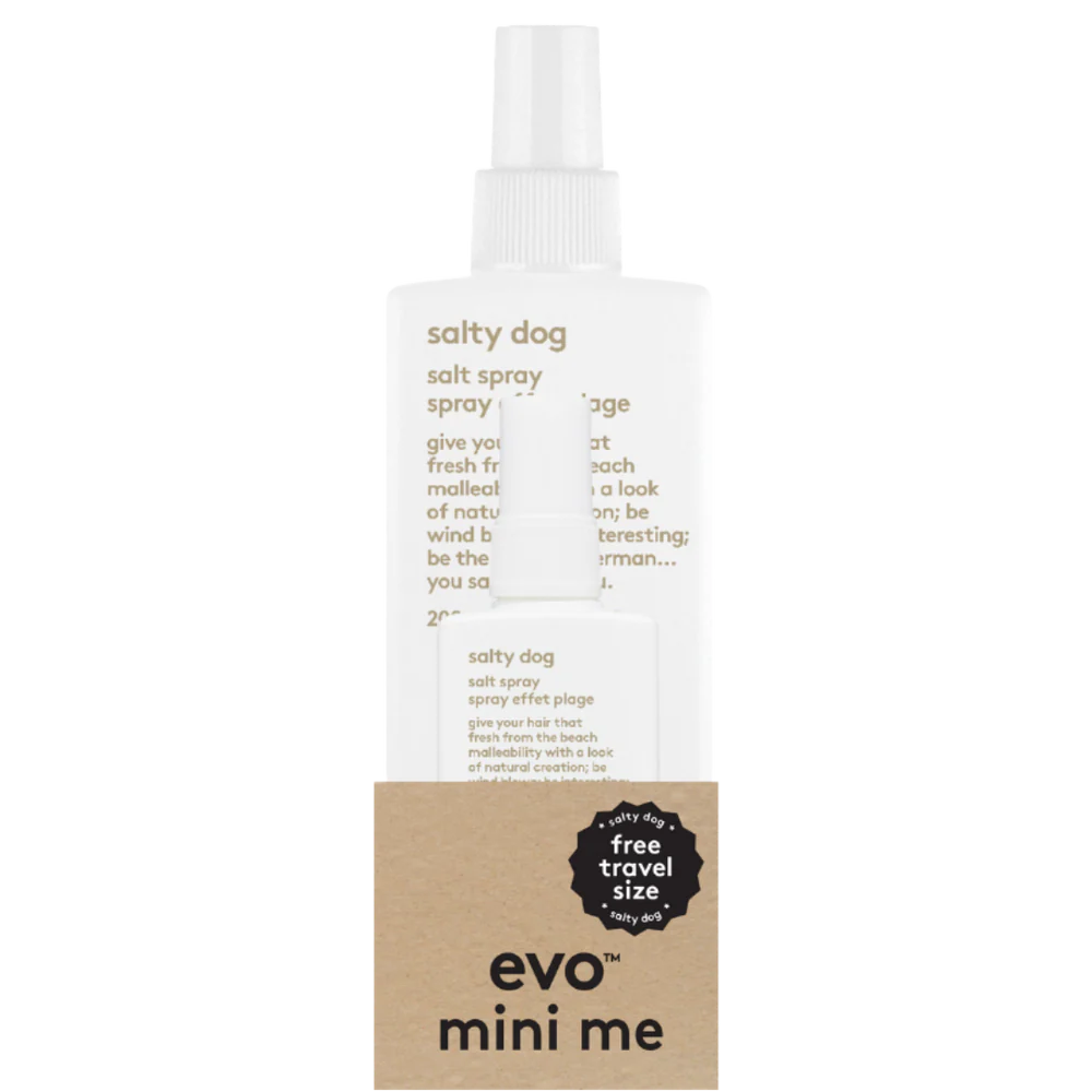 evo mini me: salty dog paplūdimio tekstūros purškalas + travel salty dog